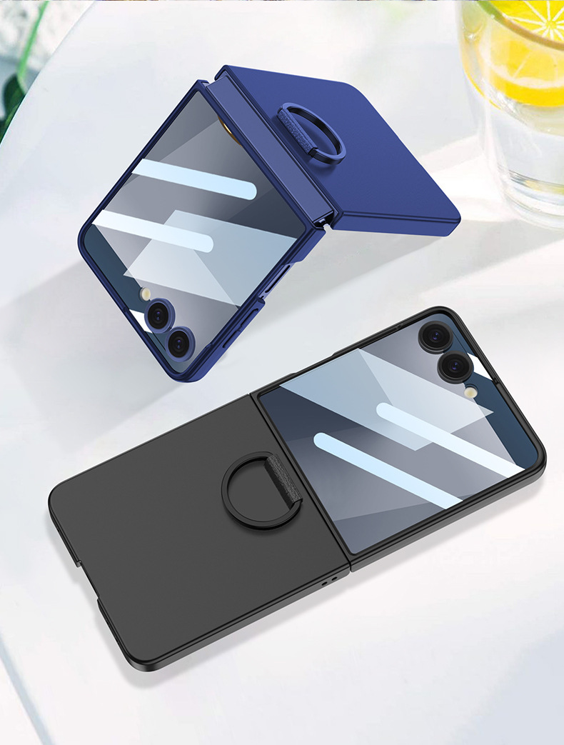 Compatible with Samsung Z Flip 8/7 phone case, D-ring holder, integrated case and screen protector, official ultra-thin protective case