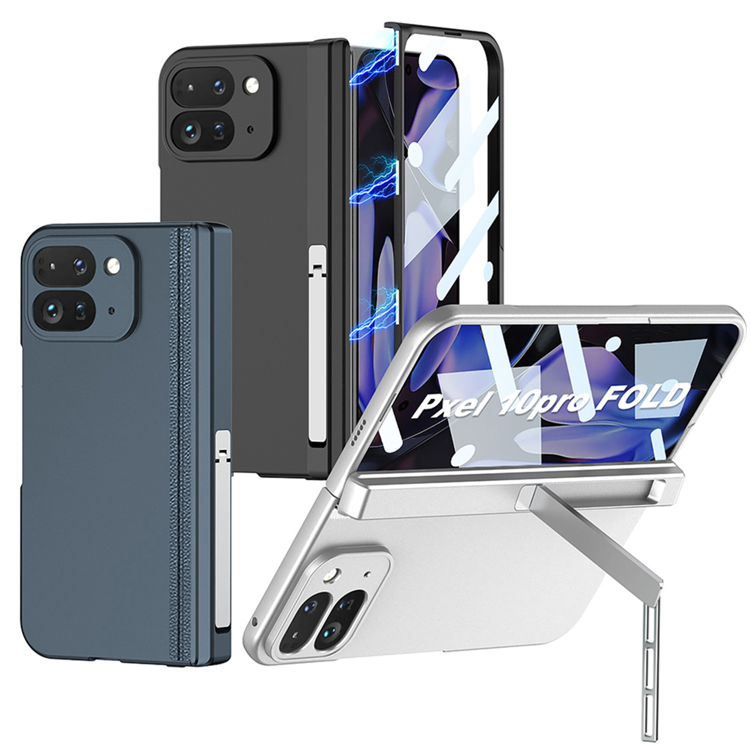 Compatible with Google Pixel 10 Pro Fold phone case, magnetic hinge stand, full coverage, 9p shockproof protective case