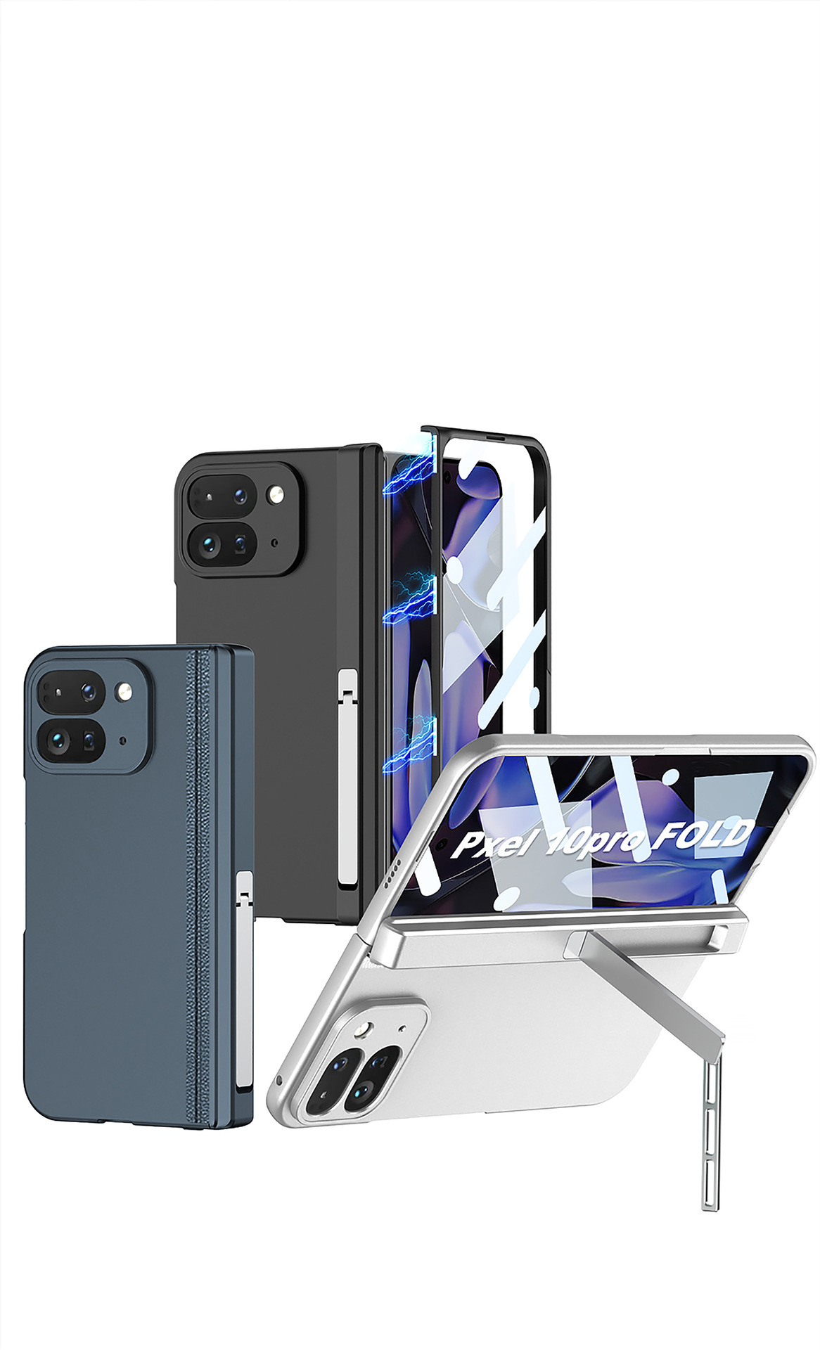 Compatible with Google Pixel 10 Pro Fold phone case, magnetic hinge stand, full coverage, 9p shockproof protective case