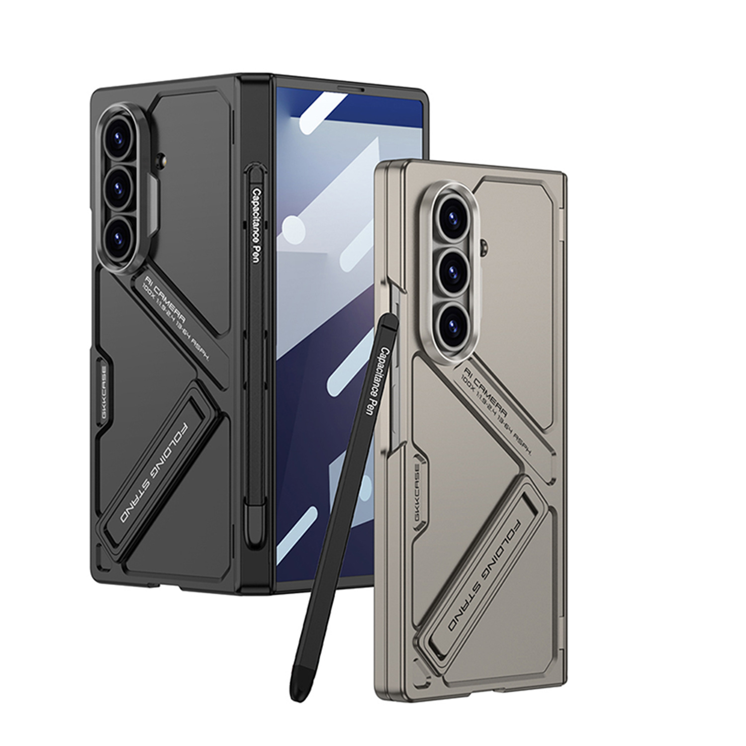 Compatible Samsung Z Fold7 phone case with magnetic hinge, pen slot, pen holder, full-coverage protective case and shockproof design.