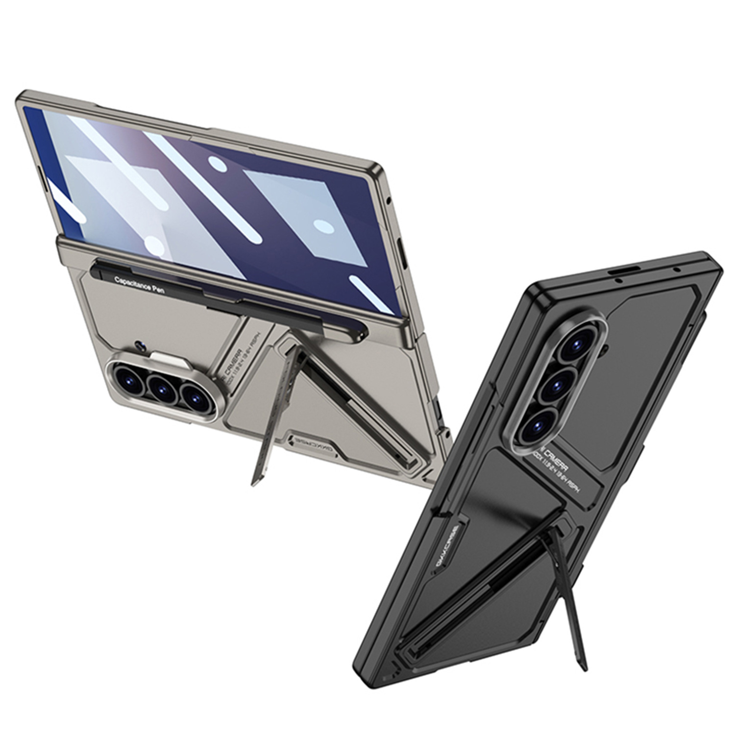 Compatible Samsung Z Fold7 phone case with magnetic hinge, pen slot, pen holder, full-coverage protective case and shockproof design.