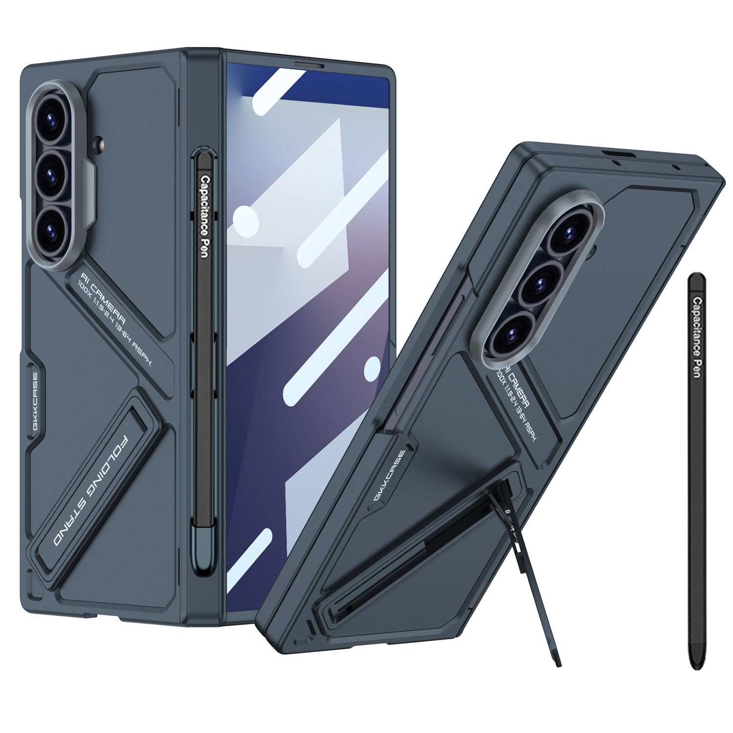 Compatible Samsung Z Fold7 phone case with magnetic hinge, pen slot, pen holder, full-coverage protective case and shockproof design.