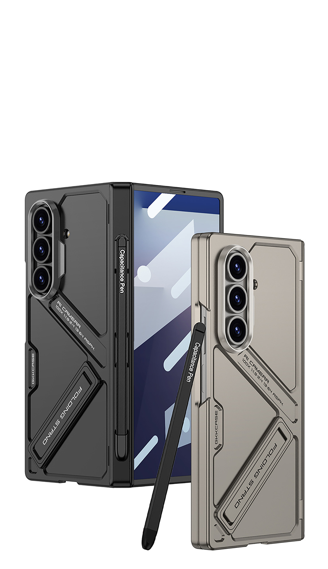 Compatible Samsung Z Fold7 phone case with magnetic hinge, pen slot, pen holder, full-coverage protective case and shockproof design.