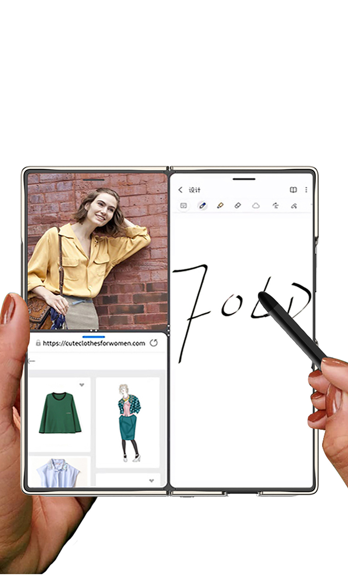 Compatible Samsung Z Fold7 phone case with magnetic hinge, pen slot, pen holder, full-coverage protective case and shockproof design.