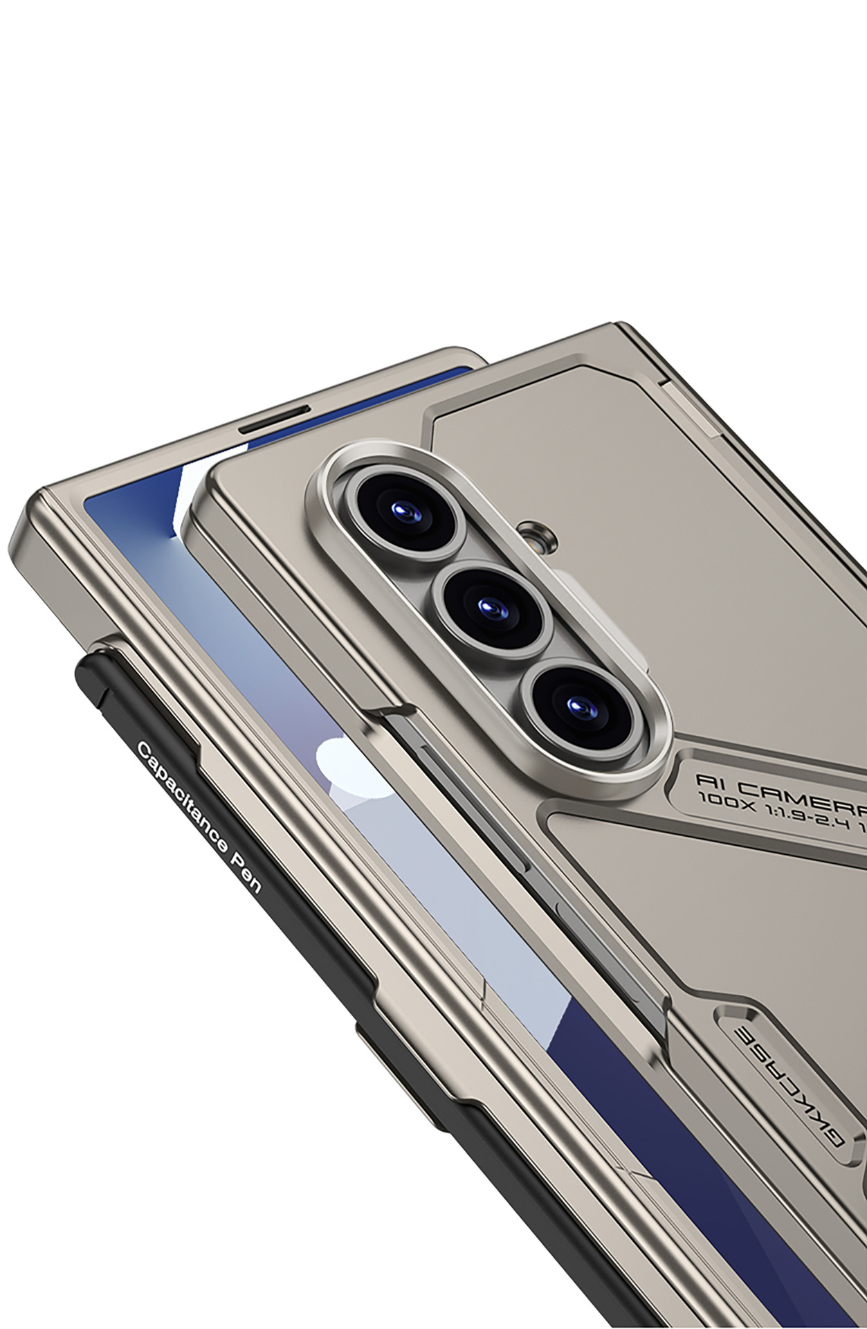 Compatible Samsung Z Fold7 phone case with magnetic hinge, pen slot, pen holder, full-coverage protective case and shockproof design.