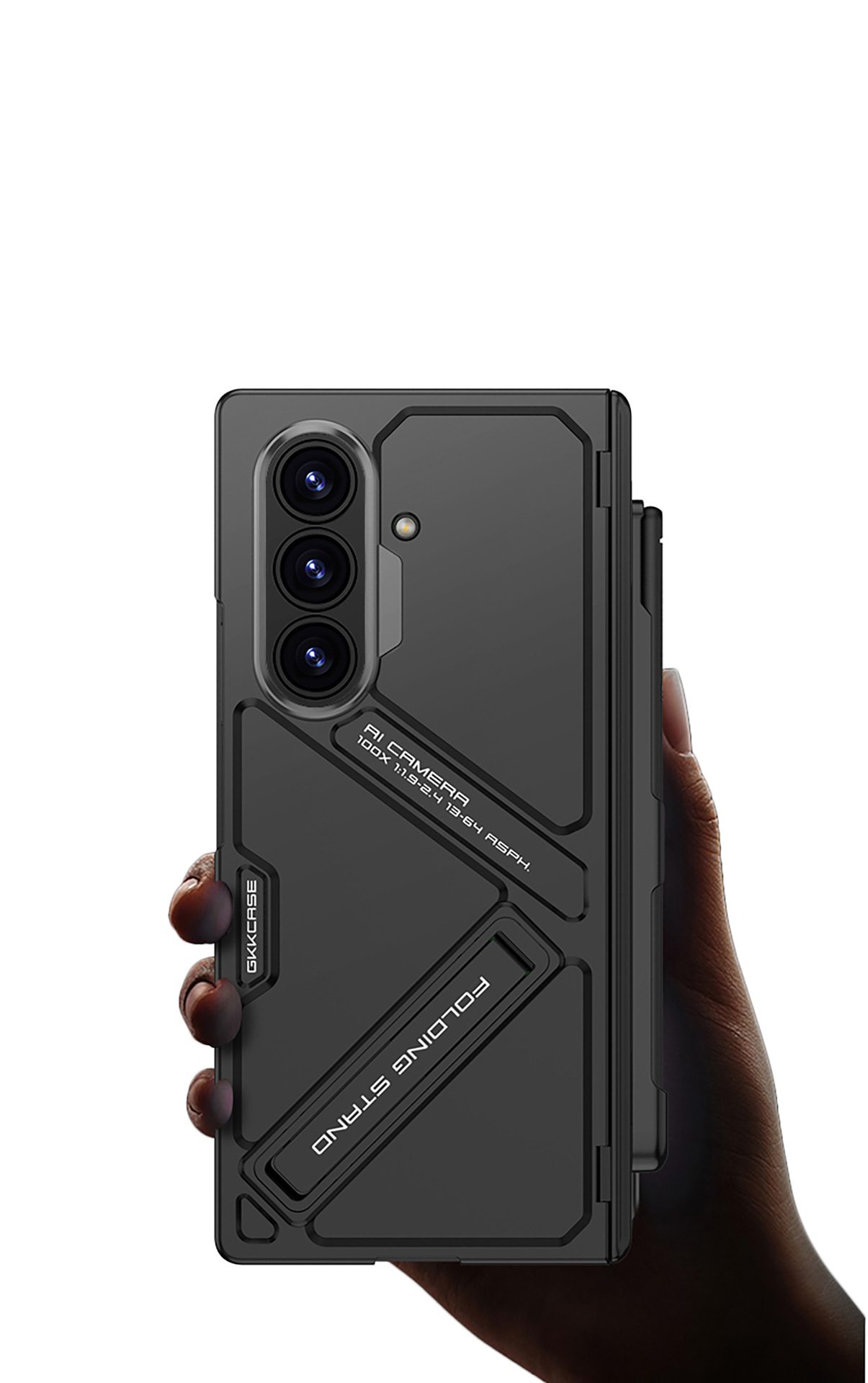 Compatible Samsung Z Fold7 phone case with magnetic hinge, pen slot, pen holder, full-coverage protective case and shockproof design.