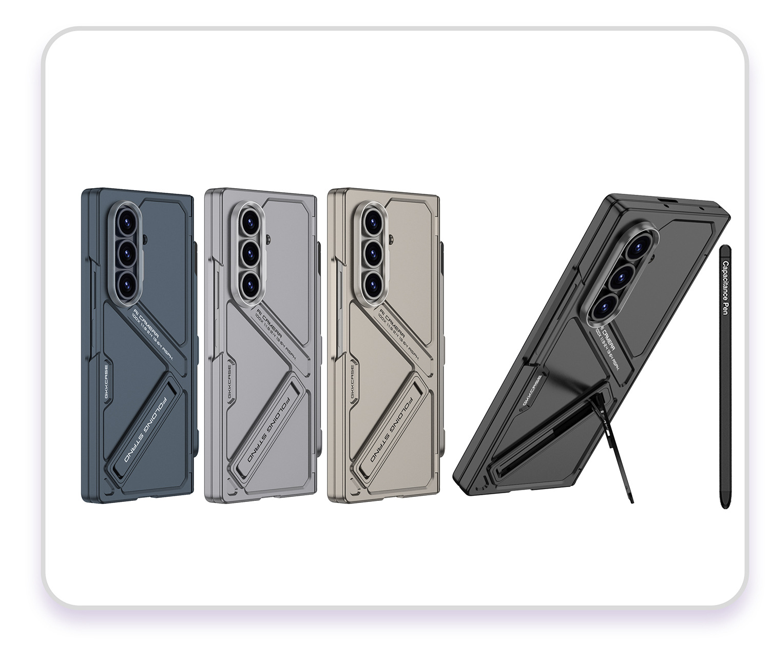 Compatible Samsung Z Fold7 phone case with magnetic hinge, pen slot, pen holder, full-coverage protective case and shockproof design.