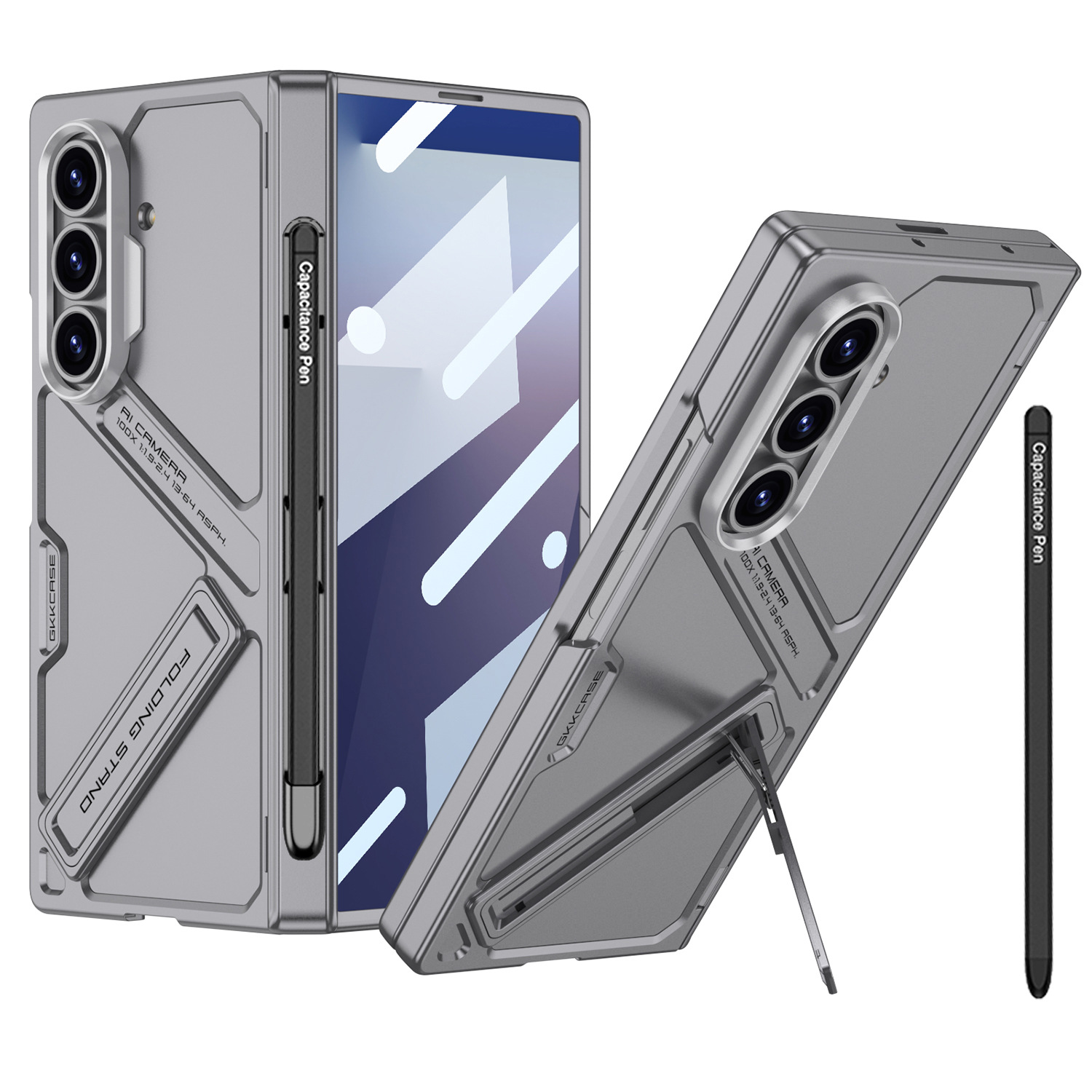 Compatible Samsung Z Fold7 phone case with magnetic hinge, pen slot, pen holder, full-coverage protective case and shockproof design.