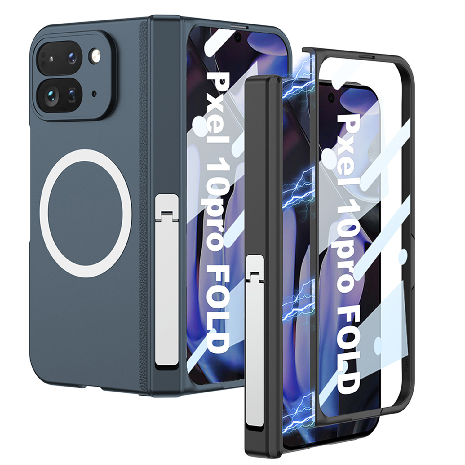 Compatible with Google Pixel 10 Pro Fold phone case, wireless charging, magnetic hinge, foldable screen protector, full coverage