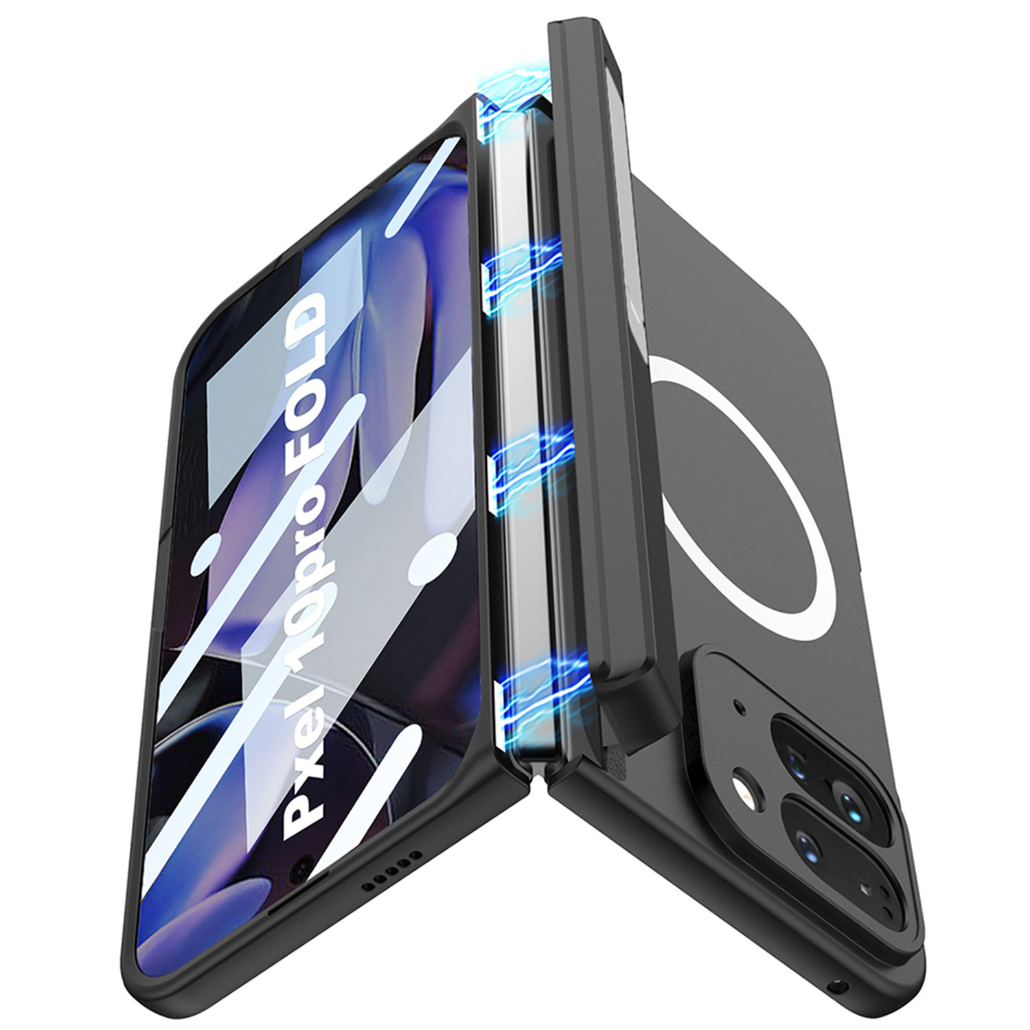 Compatible with Google Pixel 10 Pro Fold phone case, wireless charging, magnetic hinge, foldable screen protector, full coverage