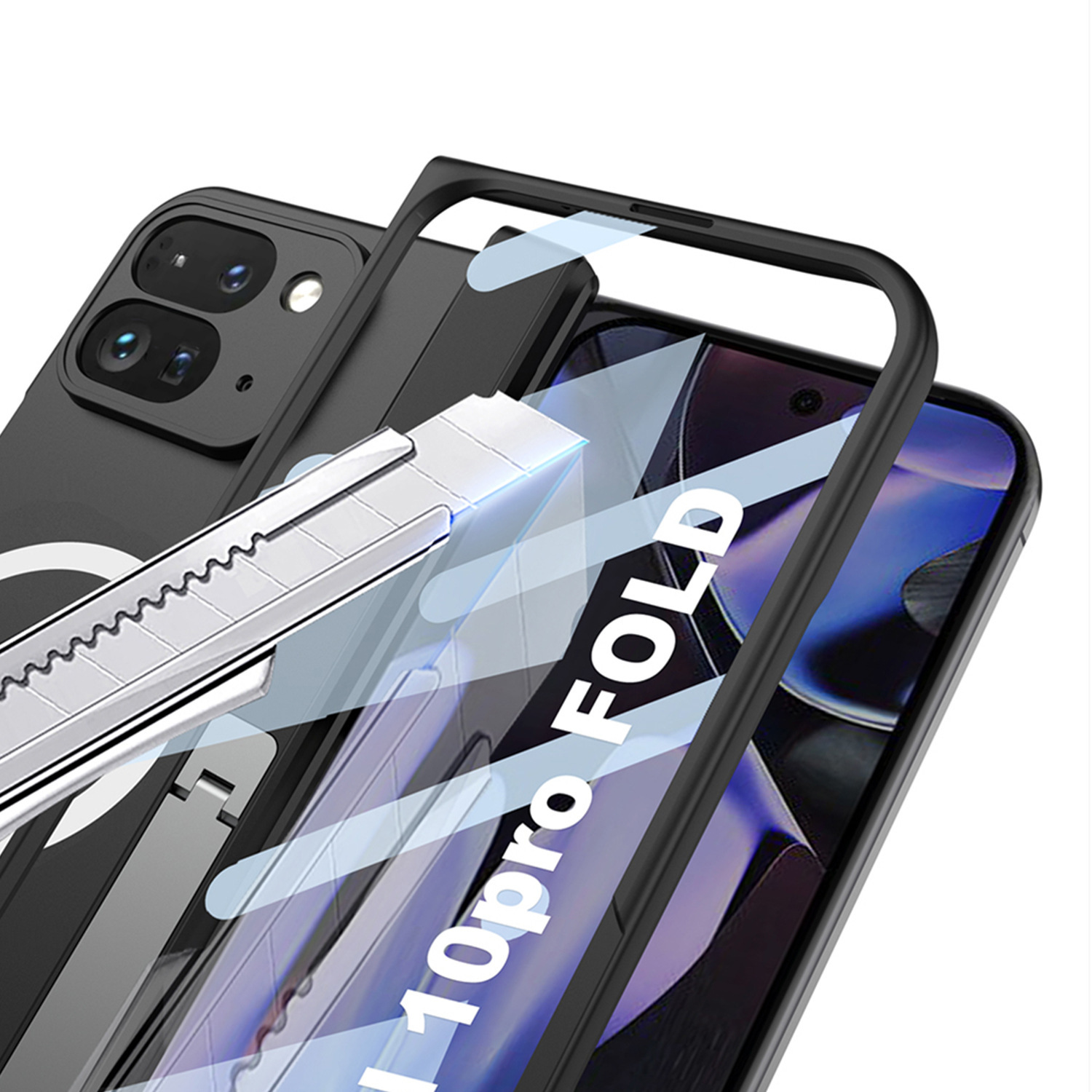 Compatible with Google Pixel 10 Pro Fold phone case, wireless charging, magnetic hinge, foldable screen protector, full coverage