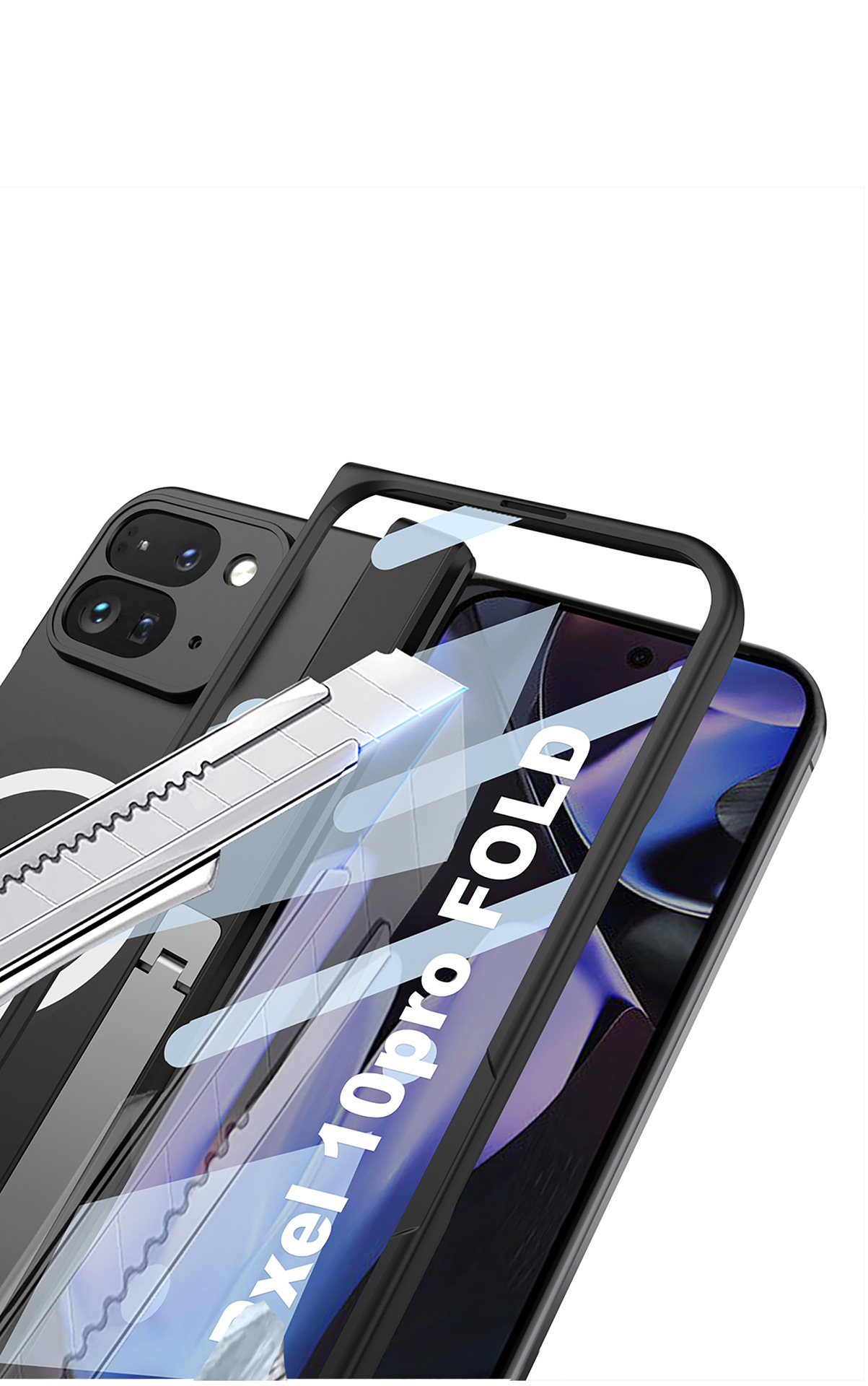 Compatible with Google Pixel 10 Pro Fold phone case, wireless charging, magnetic hinge, foldable screen protector, full coverage