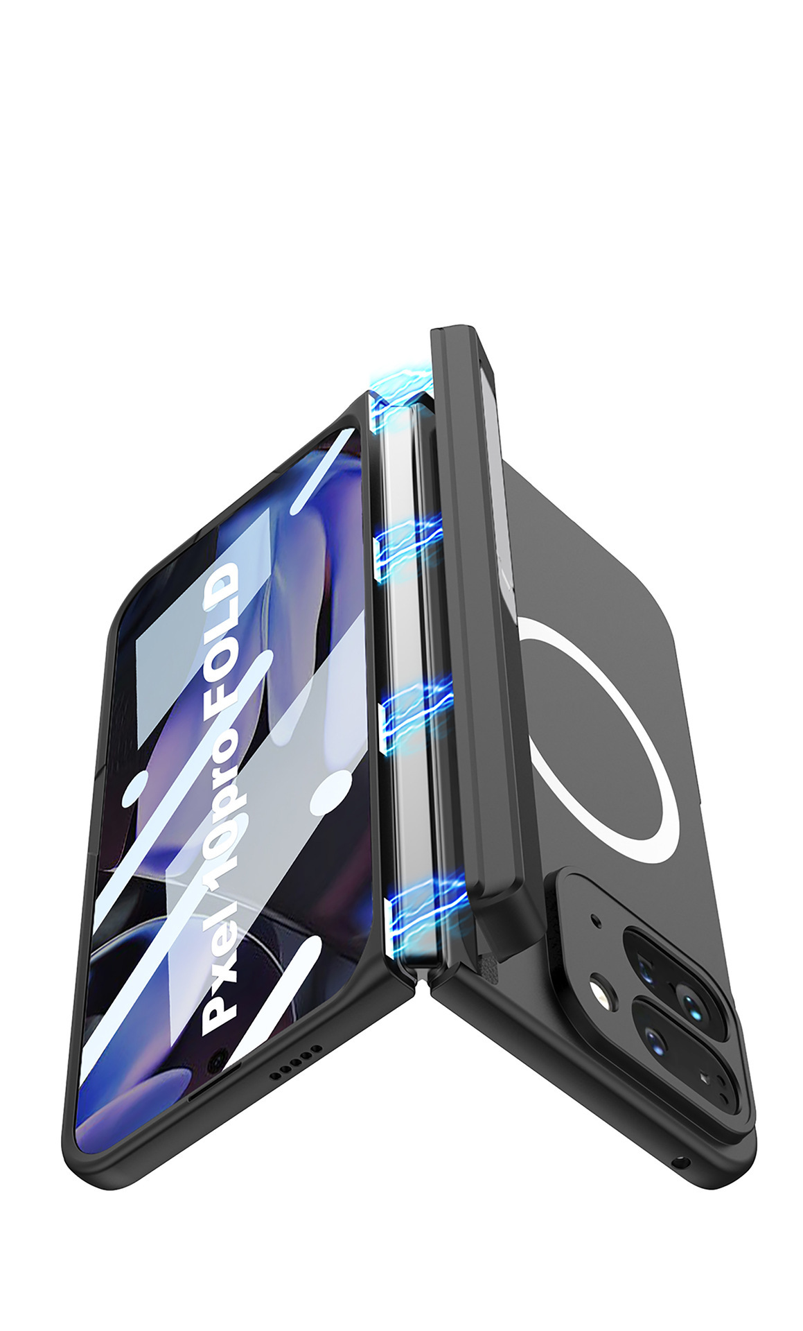 Compatible with Google Pixel 10 Pro Fold phone case, wireless charging, magnetic hinge, foldable screen protector, full coverage