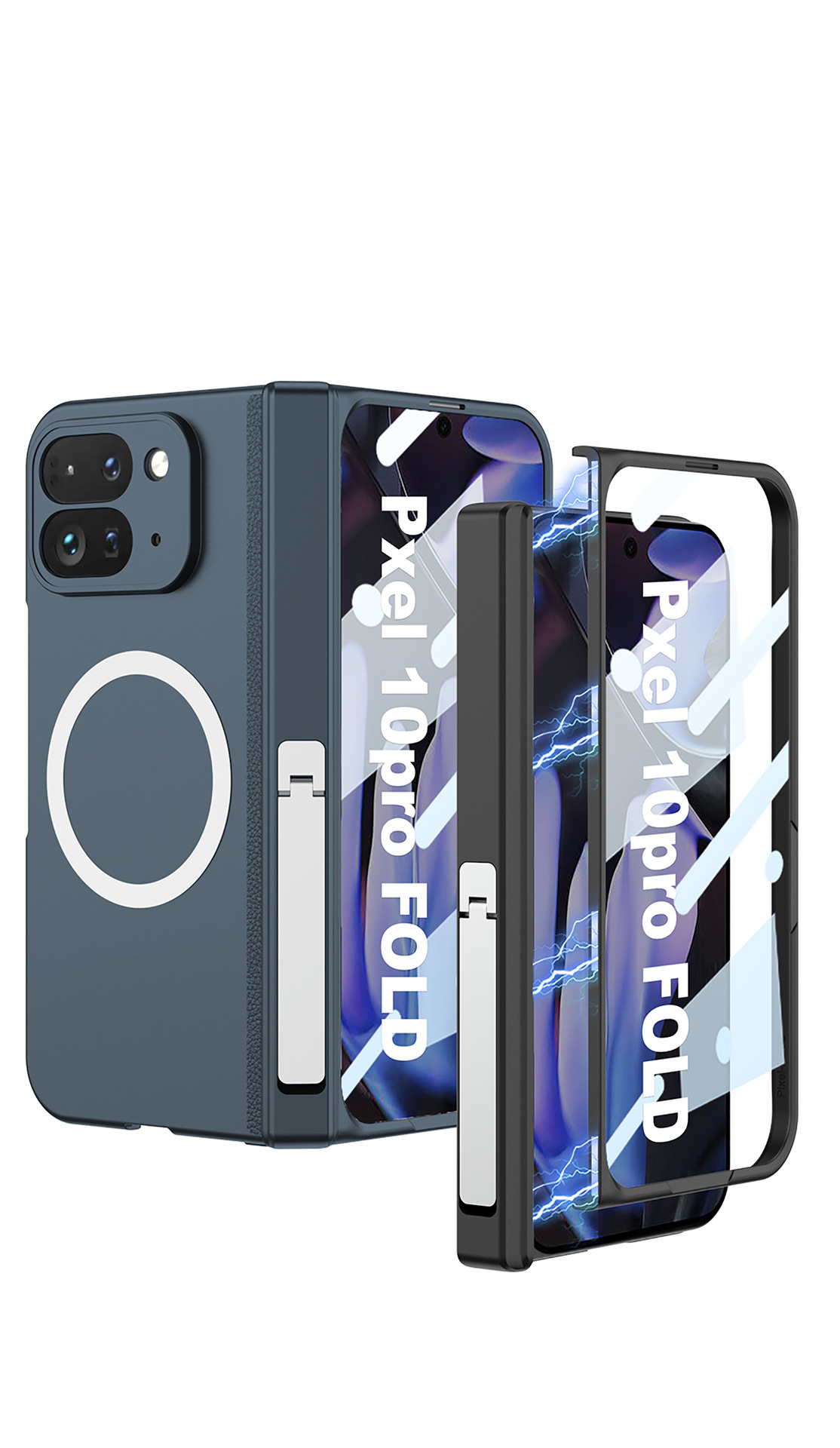 Compatible with Google Pixel 10 Pro Fold phone case, wireless charging, magnetic hinge, foldable screen protector, full coverage