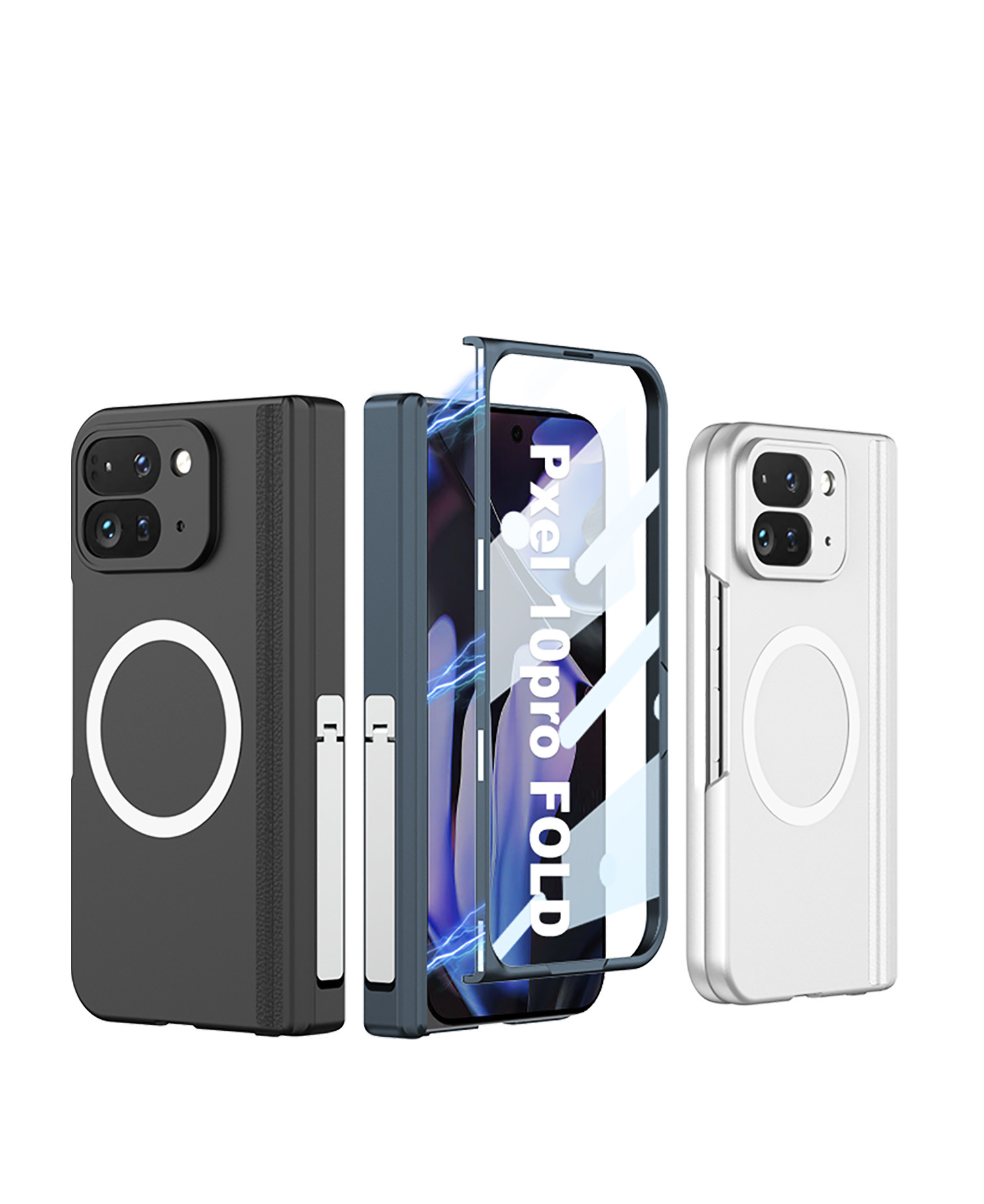 Compatible with Google Pixel 10 Pro Fold phone case, wireless charging, magnetic hinge, foldable screen protector, full coverage