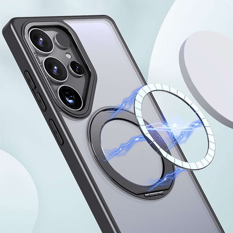 Compatible with Samsung S26 Ultra phone case 25/24 Plus magnetic rotating stand S23 frosted transparent protective case