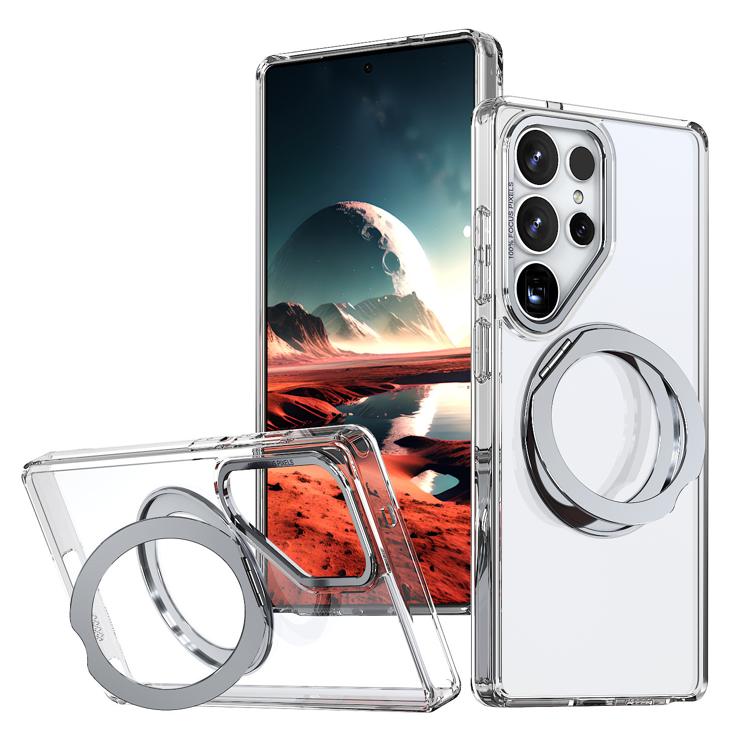 Compatible with Samsung S26 Ultra phone case 25/24 Plus magnetic rotating stand S23 frosted transparent protective case