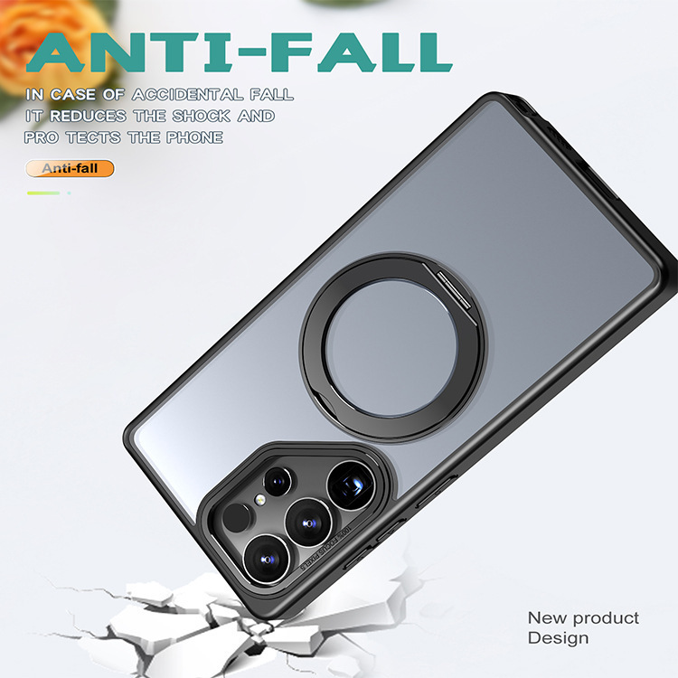 Compatible with Samsung S26 Ultra phone case 25/24 Plus magnetic rotating stand S23 frosted transparent protective case