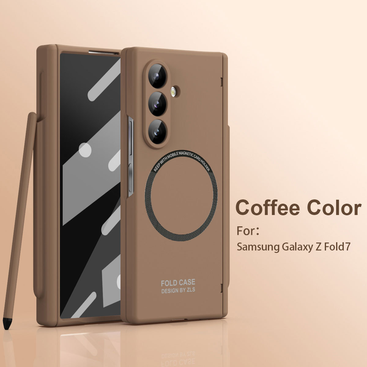 Compatible with Samsung Z Fold8/7 phone case, 6/5 magnetic charging pen slot hinge case, full coverage drop protection case