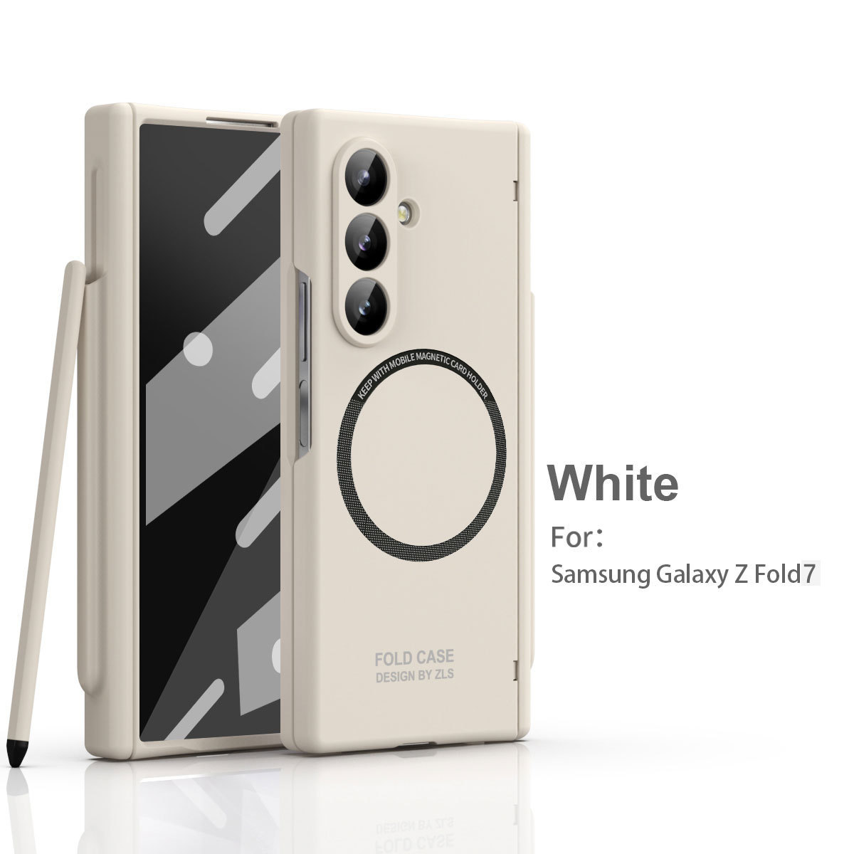 Compatible with Samsung Z Fold8/7 phone case, 6/5 magnetic charging pen slot hinge case, full coverage drop protection case