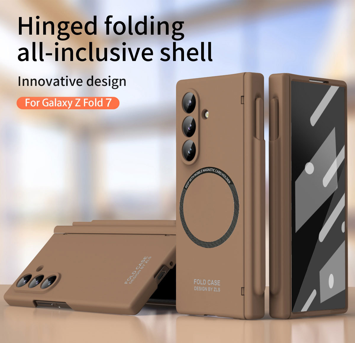 Compatible with Samsung Z Fold8/7 phone case, 6/5 magnetic charging pen slot hinge case, full coverage drop protection case