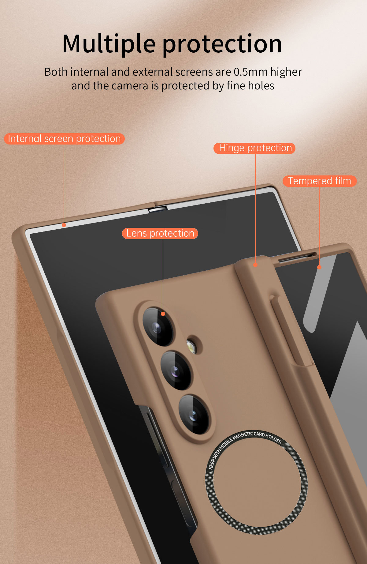 Compatible with Samsung Z Fold8/7 phone case, 6/5 magnetic charging pen slot hinge case, full coverage drop protection case