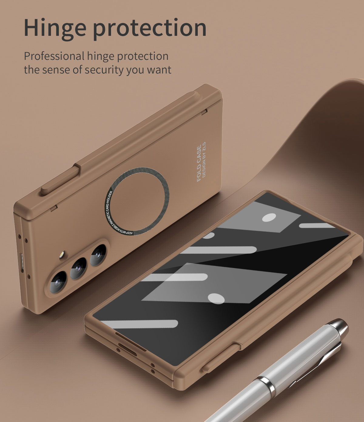 Compatible with Samsung Z Fold8/7 phone case, 6/5 magnetic charging pen slot hinge case, full coverage drop protection case