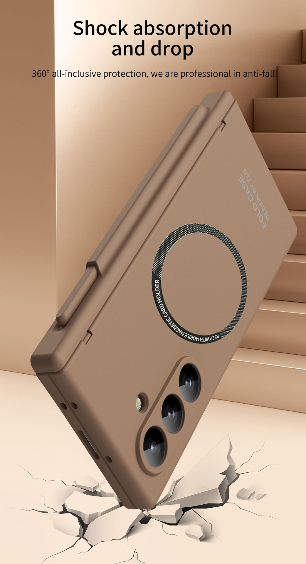 Compatible with Samsung Z Fold8/7 phone case, 6/5 magnetic charging pen slot hinge case, full coverage drop protection case