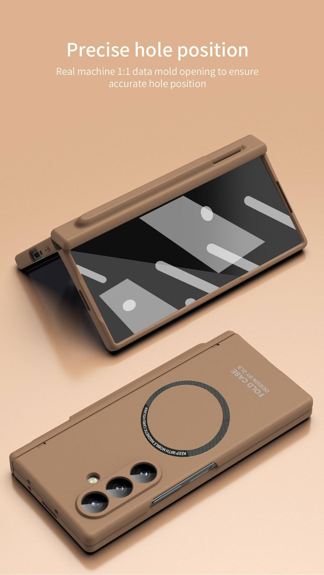 Compatible with Samsung Z Fold8/7 phone case, 6/5 magnetic charging pen slot hinge case, full coverage drop protection case