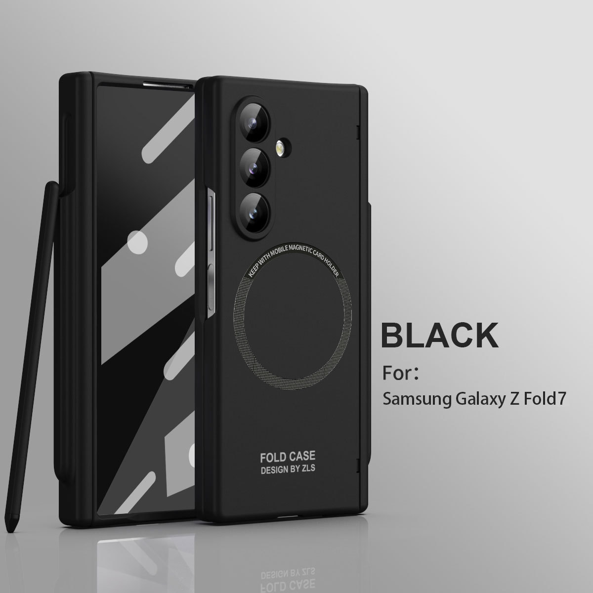 Compatible with Samsung Z Fold8/7 phone case, 6/5 magnetic charging pen slot hinge case, full coverage drop protection case