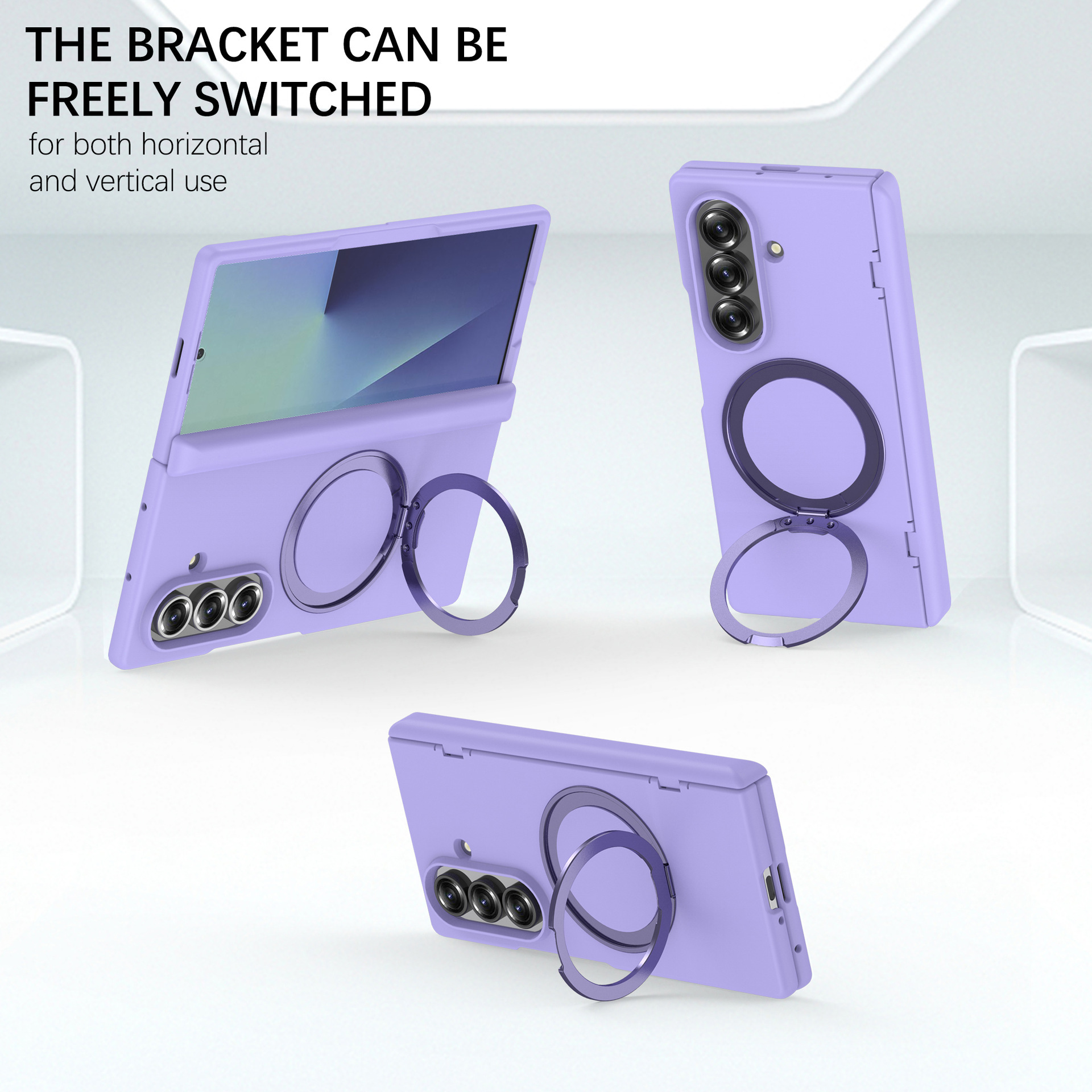 Compatible with Samsung Z Fold7/6 phone case, magnetic 360° rotating stand, spring hinge, full-coverage protective case.