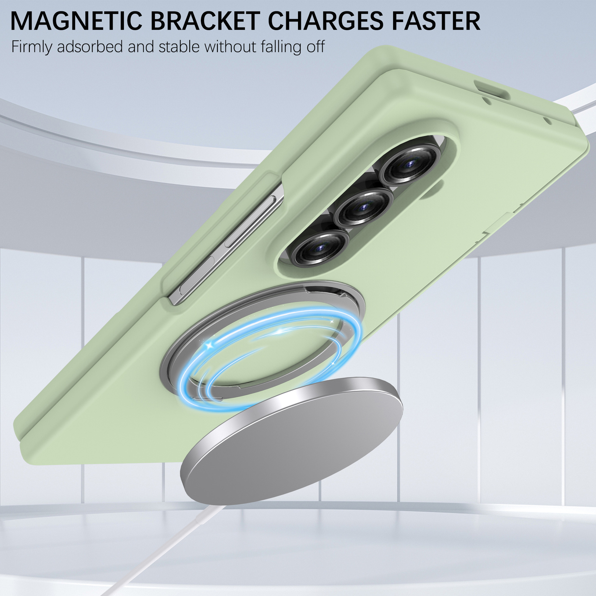 Compatible with Samsung Z Fold7/6 phone case, magnetic 360° rotating stand, spring hinge, full-coverage protective case.