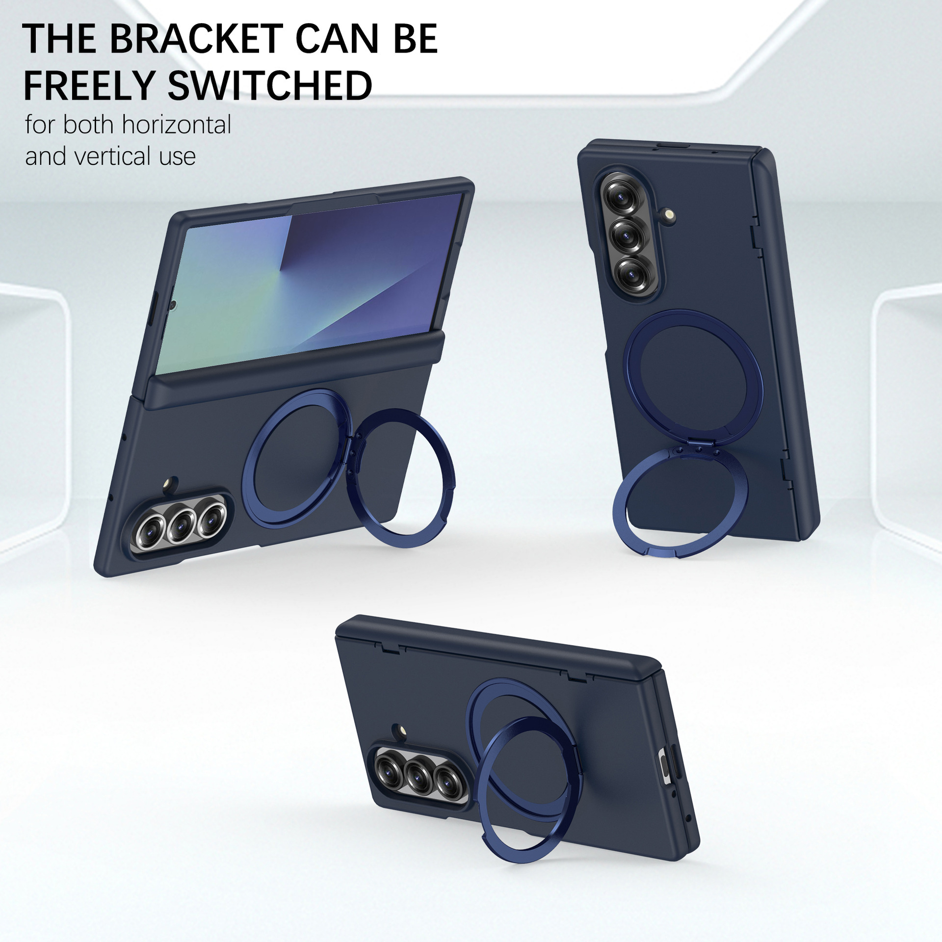 Compatible with Samsung Z Fold7/6 phone case, magnetic 360° rotating stand, spring hinge, full-coverage protective case.