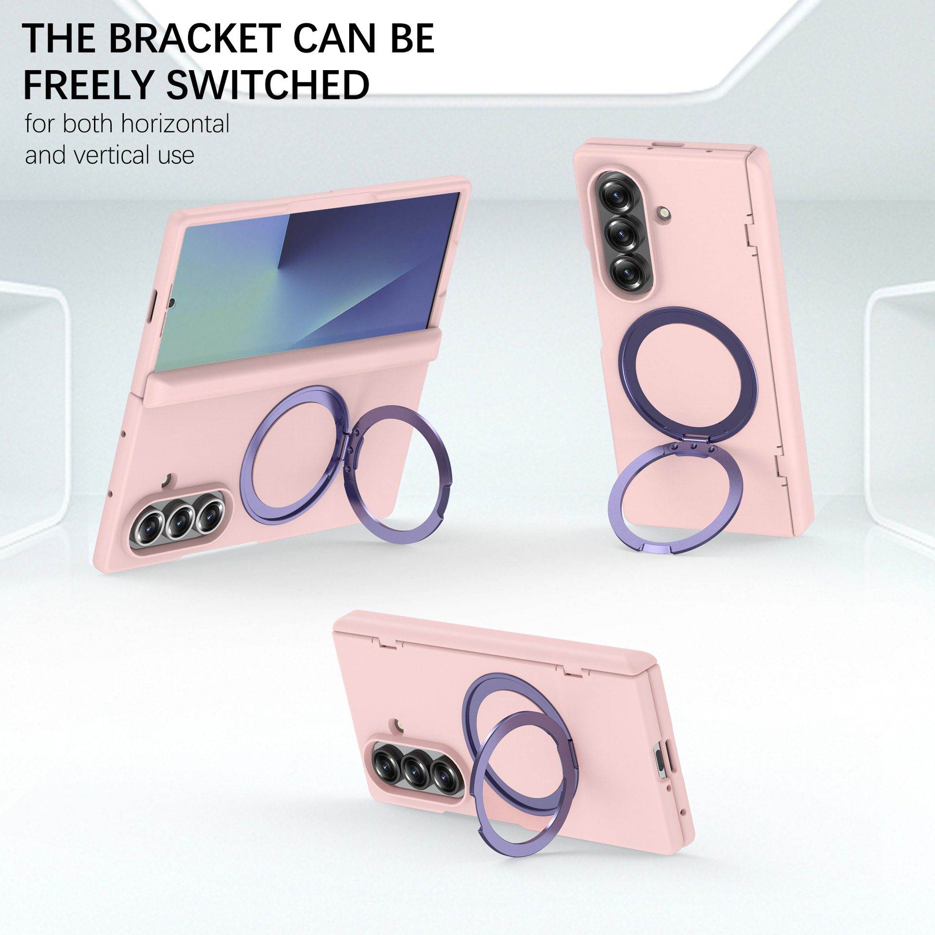 Compatible with Samsung Z Fold7/6 phone case, magnetic 360° rotating stand, spring hinge, full-coverage protective case.