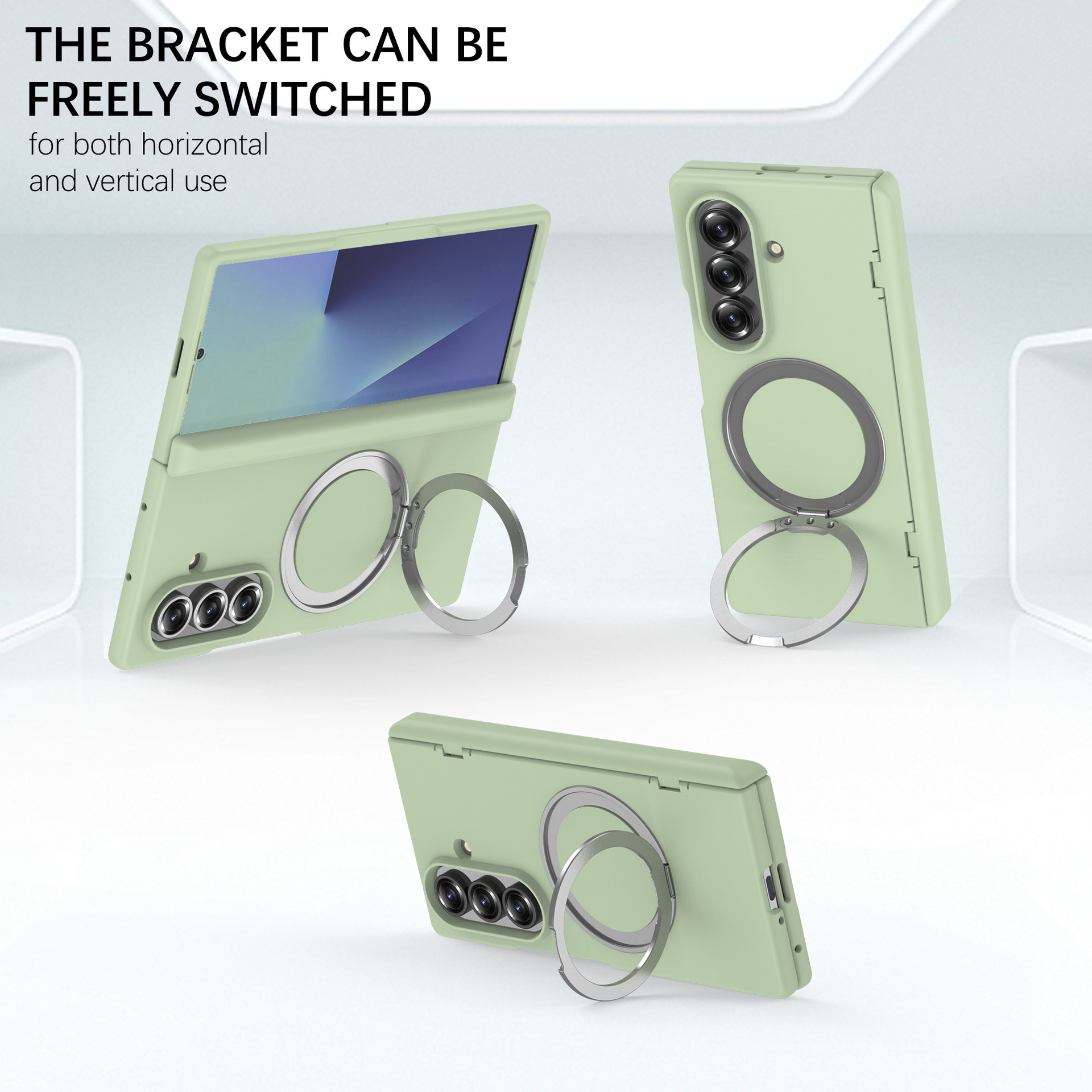 Compatible with Samsung Z Fold7/6 phone case, magnetic 360° rotating stand, spring hinge, full-coverage protective case.