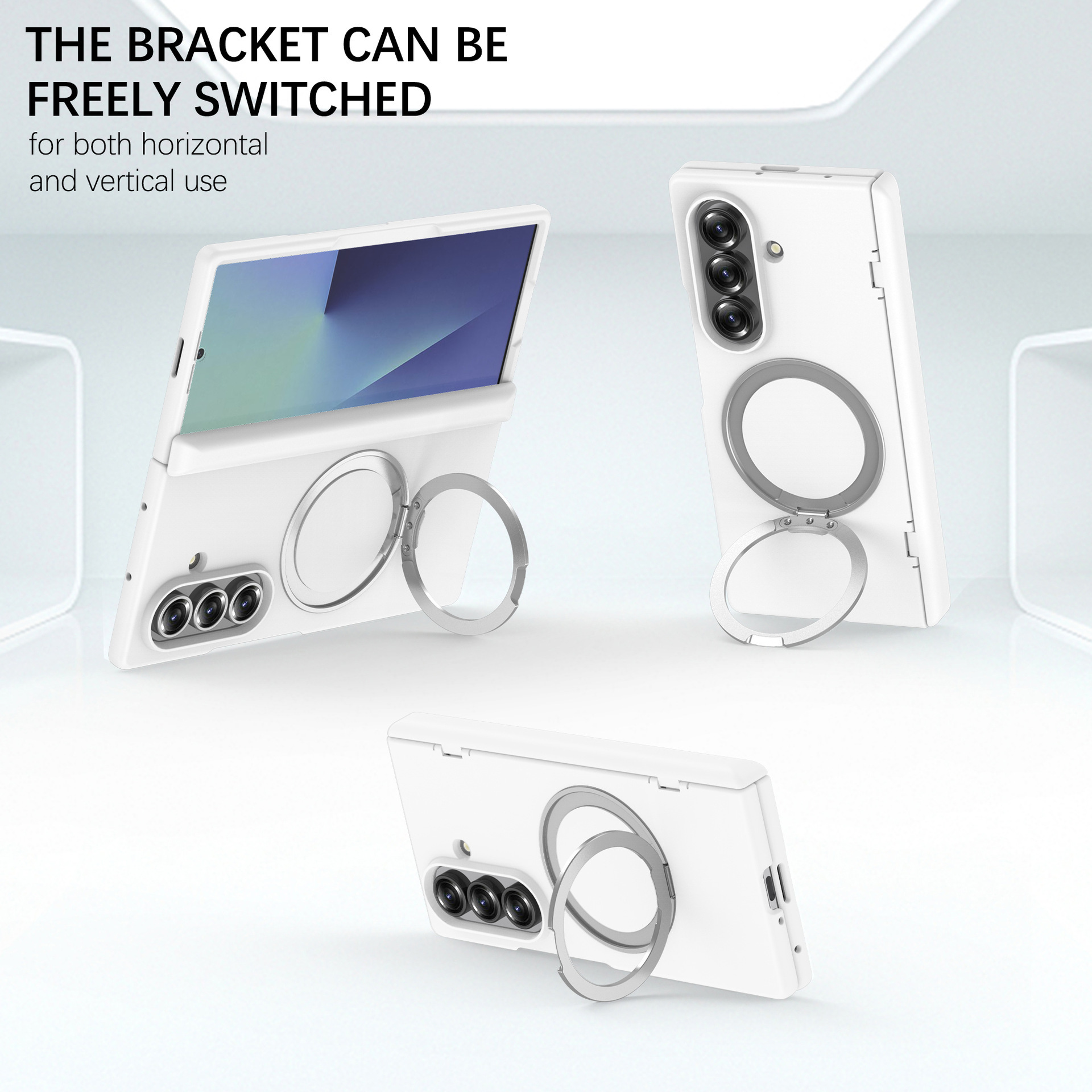 Compatible with Samsung Z Fold7/6 phone case, magnetic 360° rotating stand, spring hinge, full-coverage protective case.