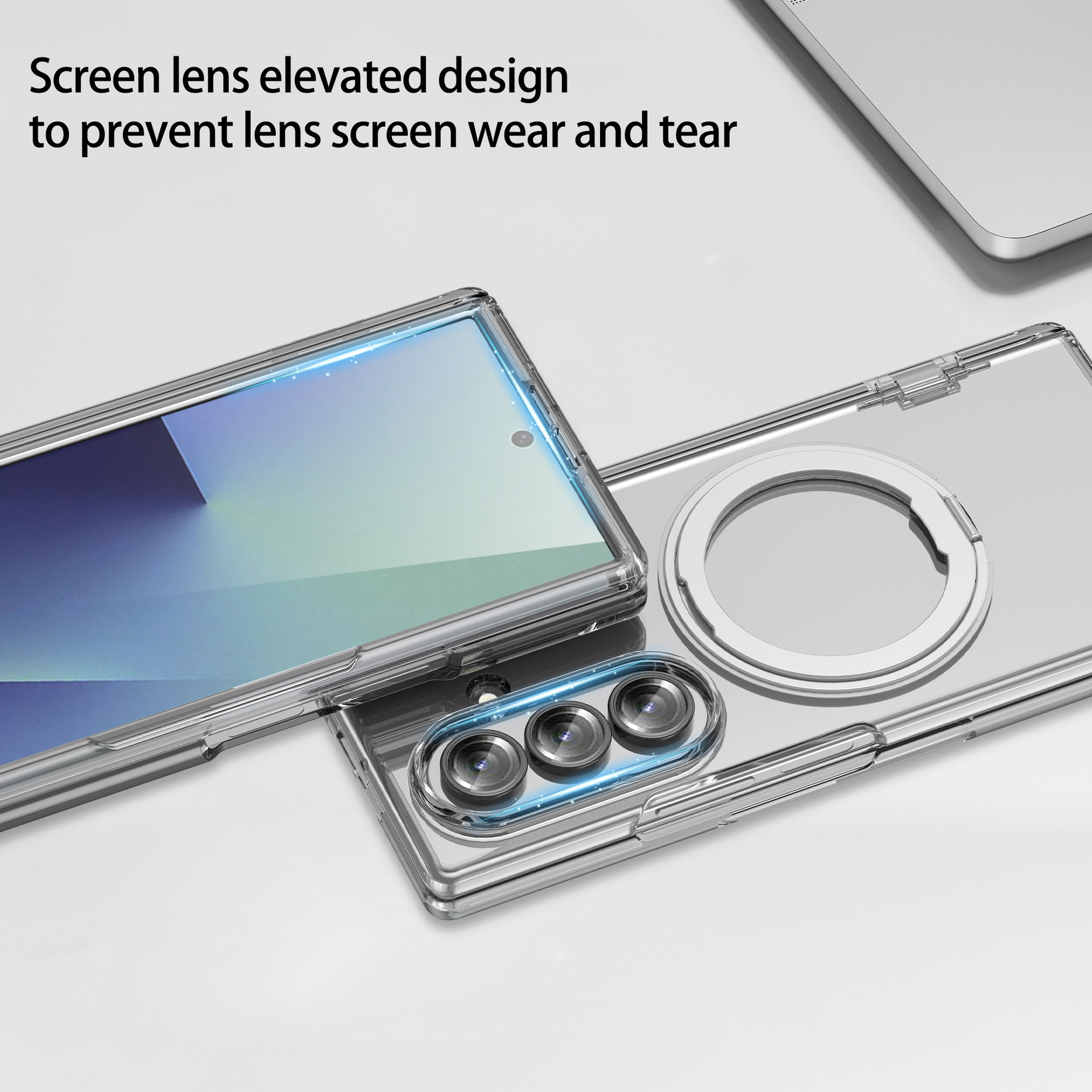 Compatible with Samsung Z Fold7/6 phone case, magnetic 360° rotating stand, spring hinge, full-coverage protective case.