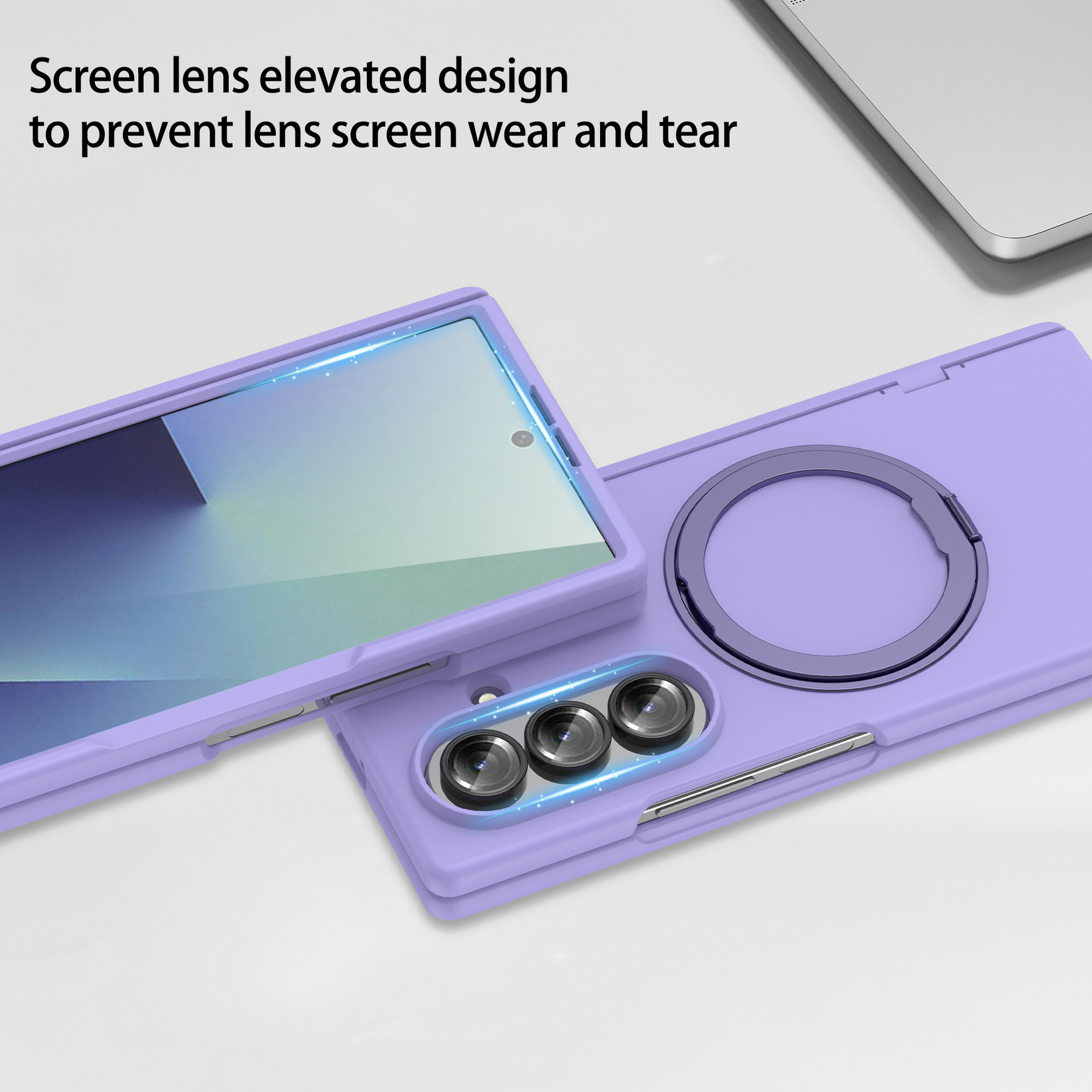 Compatible with Samsung Z Fold7/6 phone case, magnetic 360° rotating stand, spring hinge, full-coverage protective case.