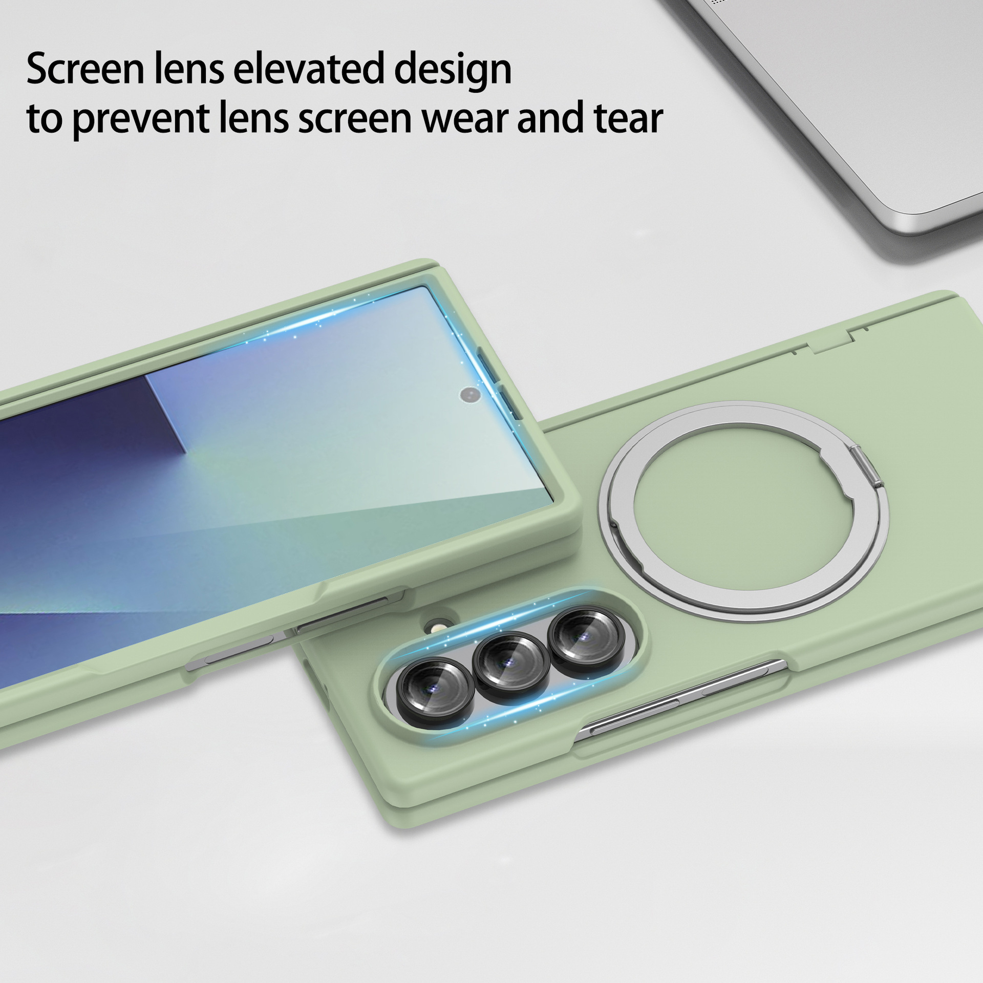 Compatible with Samsung Z Fold7/6 phone case, magnetic 360° rotating stand, spring hinge, full-coverage protective case.