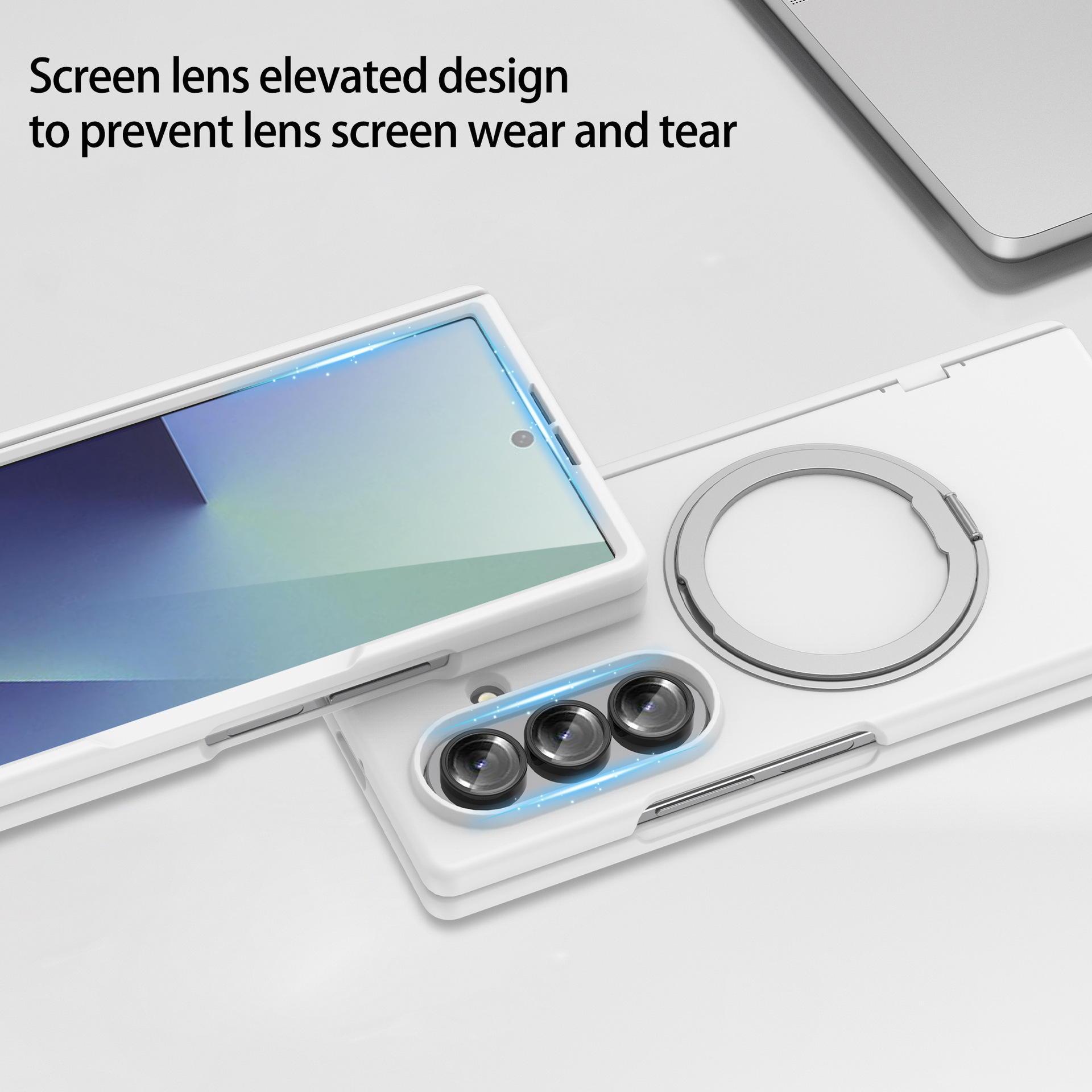 Compatible with Samsung Z Fold7/6 phone case, magnetic 360° rotating stand, spring hinge, full-coverage protective case.