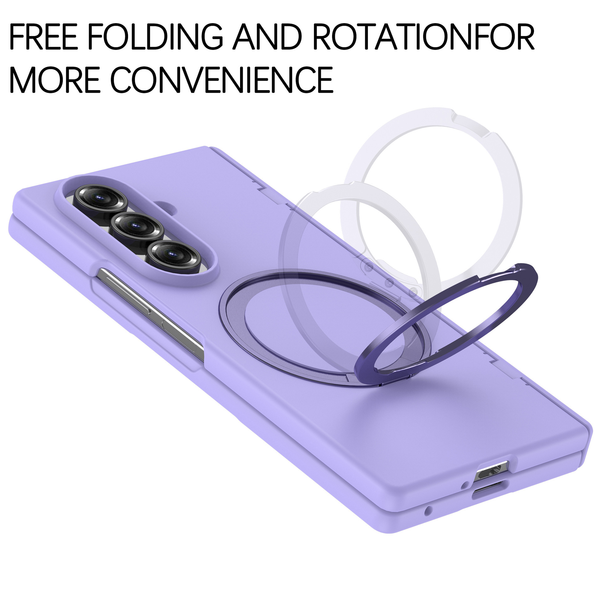 Compatible with Samsung Z Fold7/6 phone case, magnetic 360° rotating stand, spring hinge, full-coverage protective case.