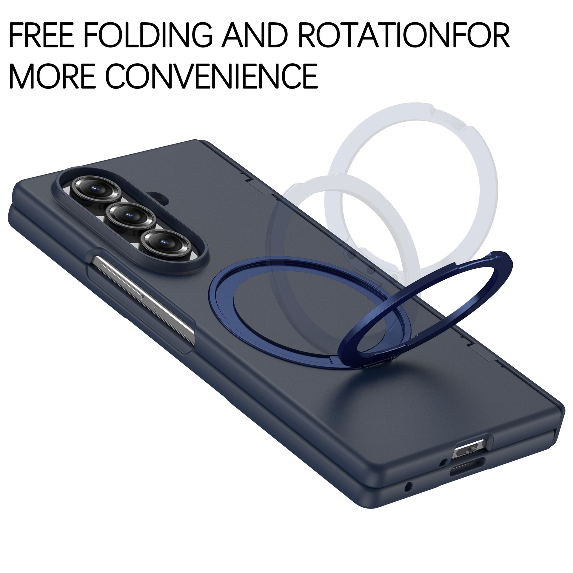 Compatible with Samsung Z Fold7/6 phone case, magnetic 360° rotating stand, spring hinge, full-coverage protective case.