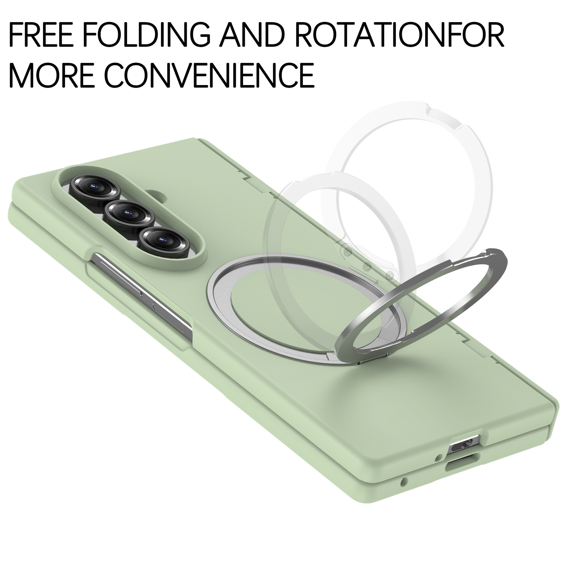 Compatible with Samsung Z Fold7/6 phone case, magnetic 360° rotating stand, spring hinge, full-coverage protective case.