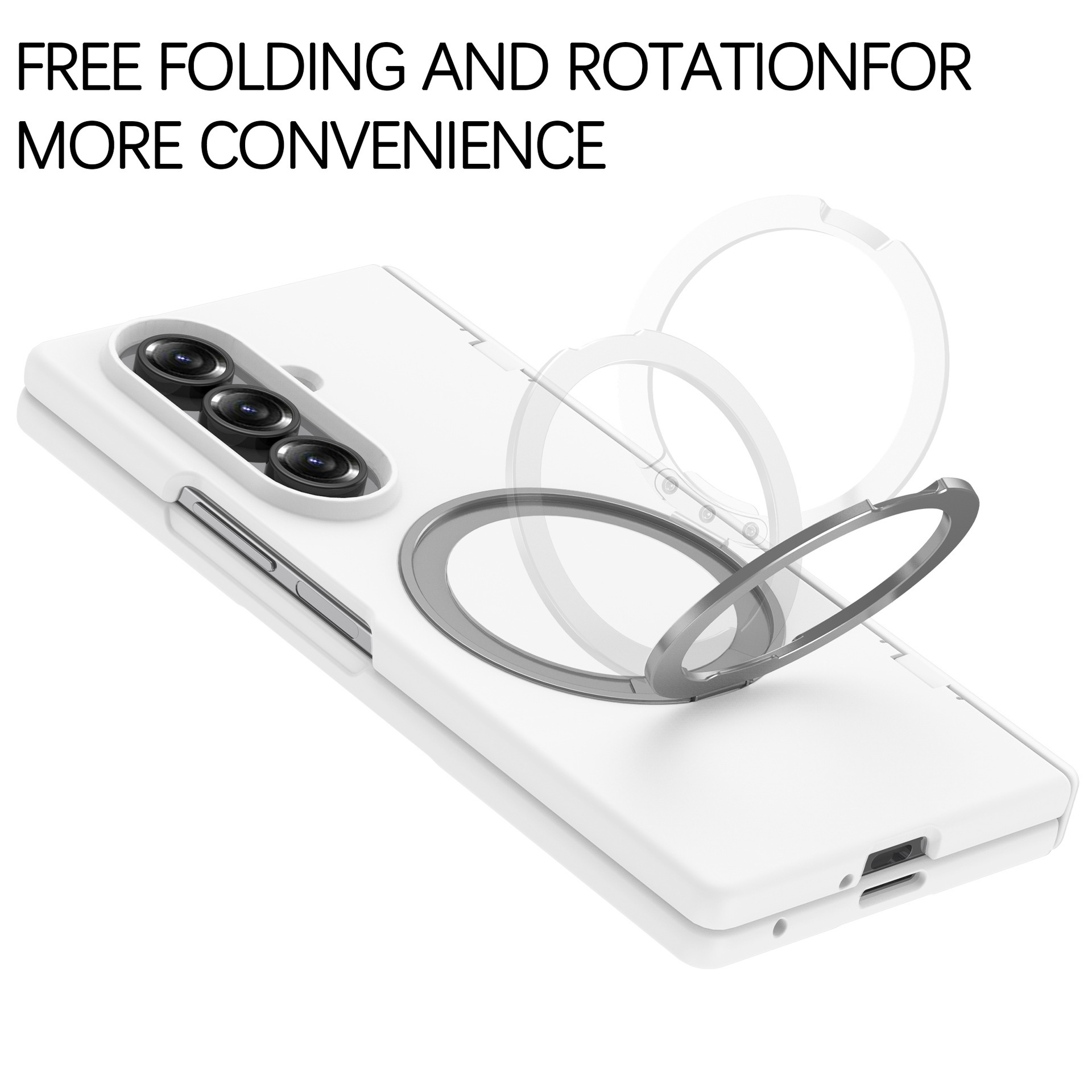 Compatible with Samsung Z Fold7/6 phone case, magnetic 360° rotating stand, spring hinge, full-coverage protective case.