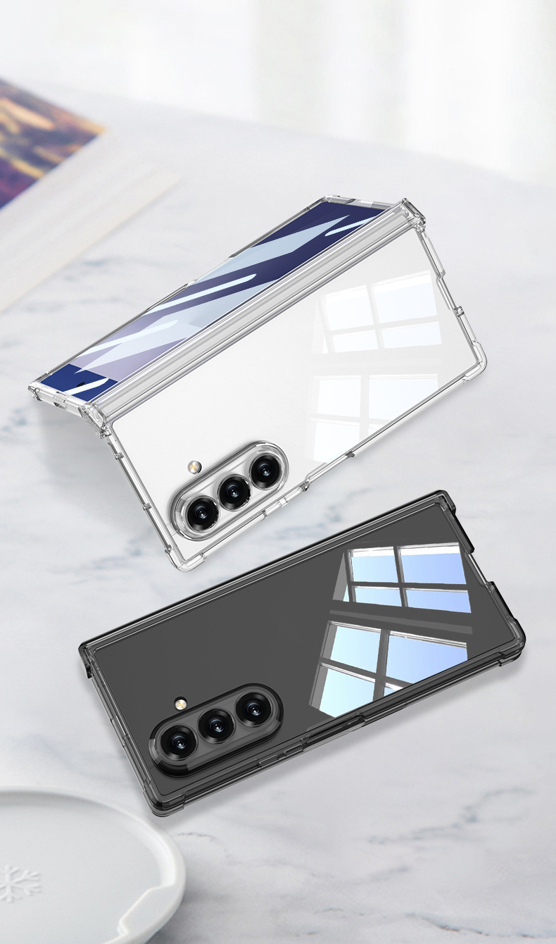Compatible with Samsung ZFold7 phone case, transparent airbag, wireless charging, magnetic traction, rotating stand, full-coverage protective case.