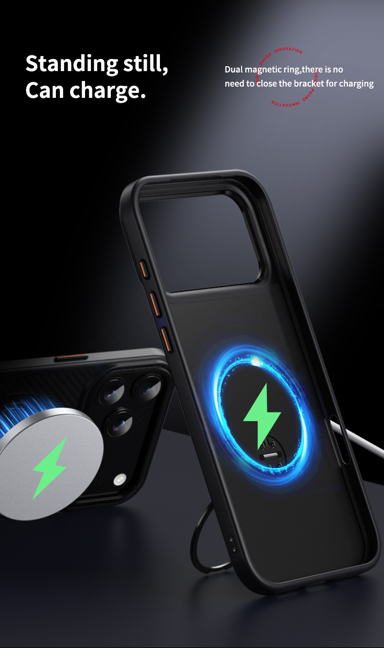 Compatible with Apple 17 Air, 16 Pro Max magnetic rotating stand, 15 Plus carbon fiber textured protective case, 14