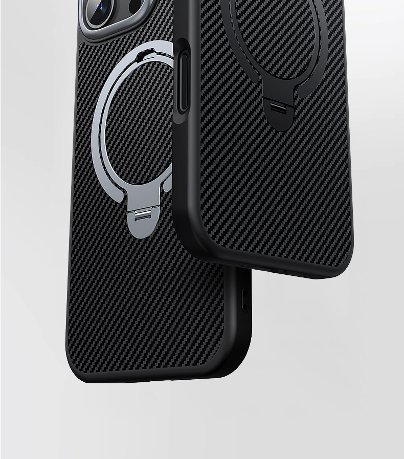 Compatible with Apple 17 Air, 16 Pro Max magnetic rotating stand, 15 Plus carbon fiber textured protective case, 14