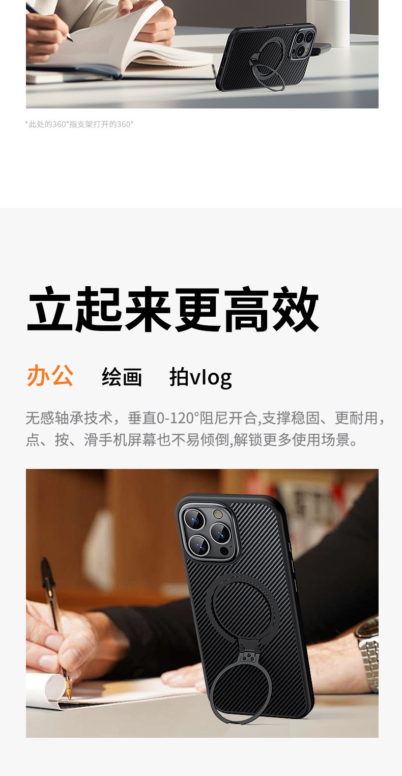 Compatible with Apple 17 Air, 16 Pro Max magnetic rotating stand, 15 Plus carbon fiber textured protective case, 14