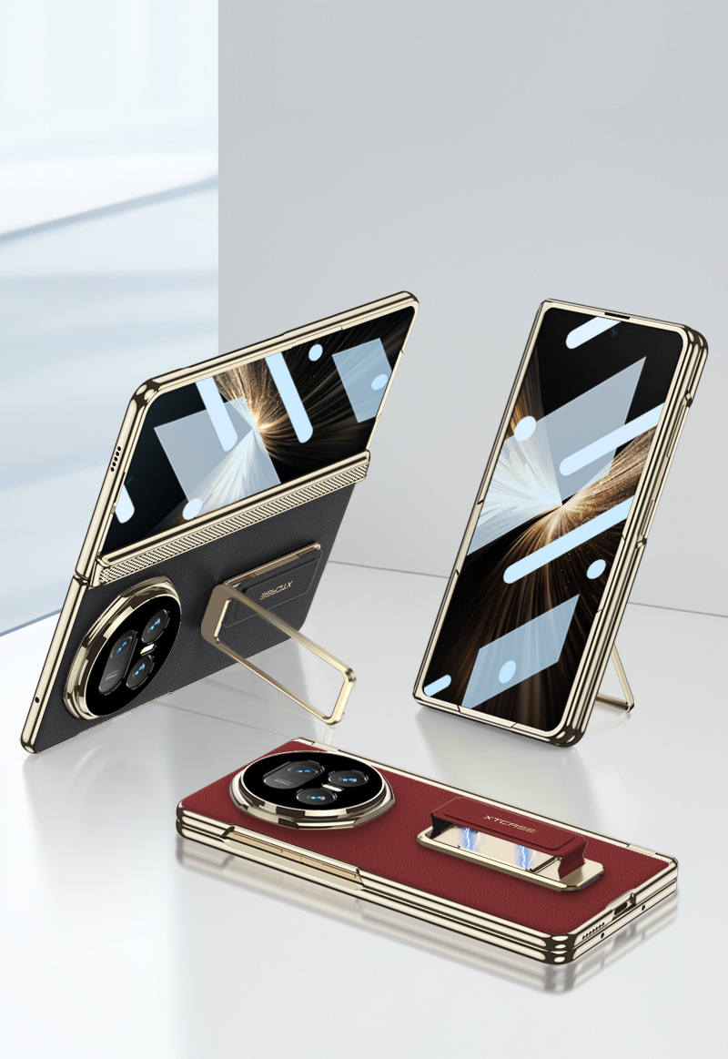 Compatible with Honor Magic V5 phone case, wristband, rotating stand, vegan leather, magnetic hinge, full-coverage protective case.