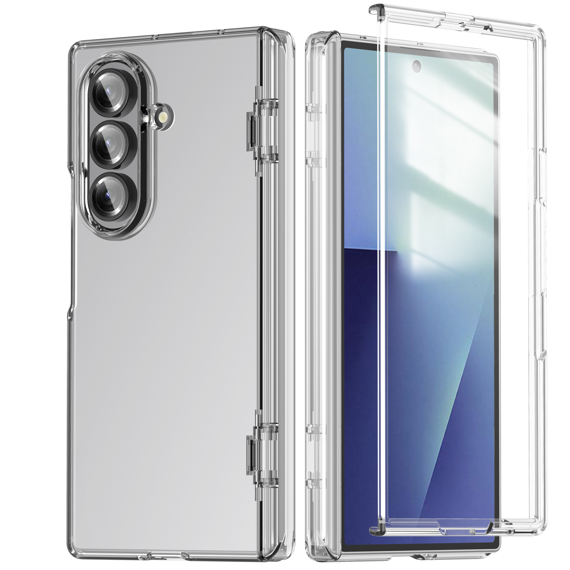 Compatible with Samsung Z Fold7 phone case, fold6 spring hinge case, one-piece transparent full-coverage shockproof protective case